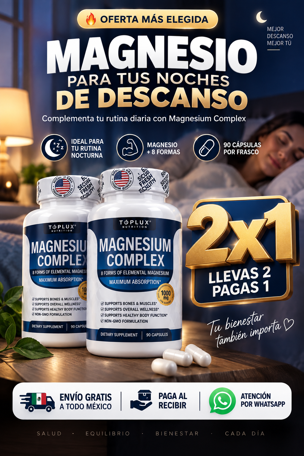 Complejo De Magnesio 8 en 1 (90 CAPS) | 2X1 Por Tiempo Limitado