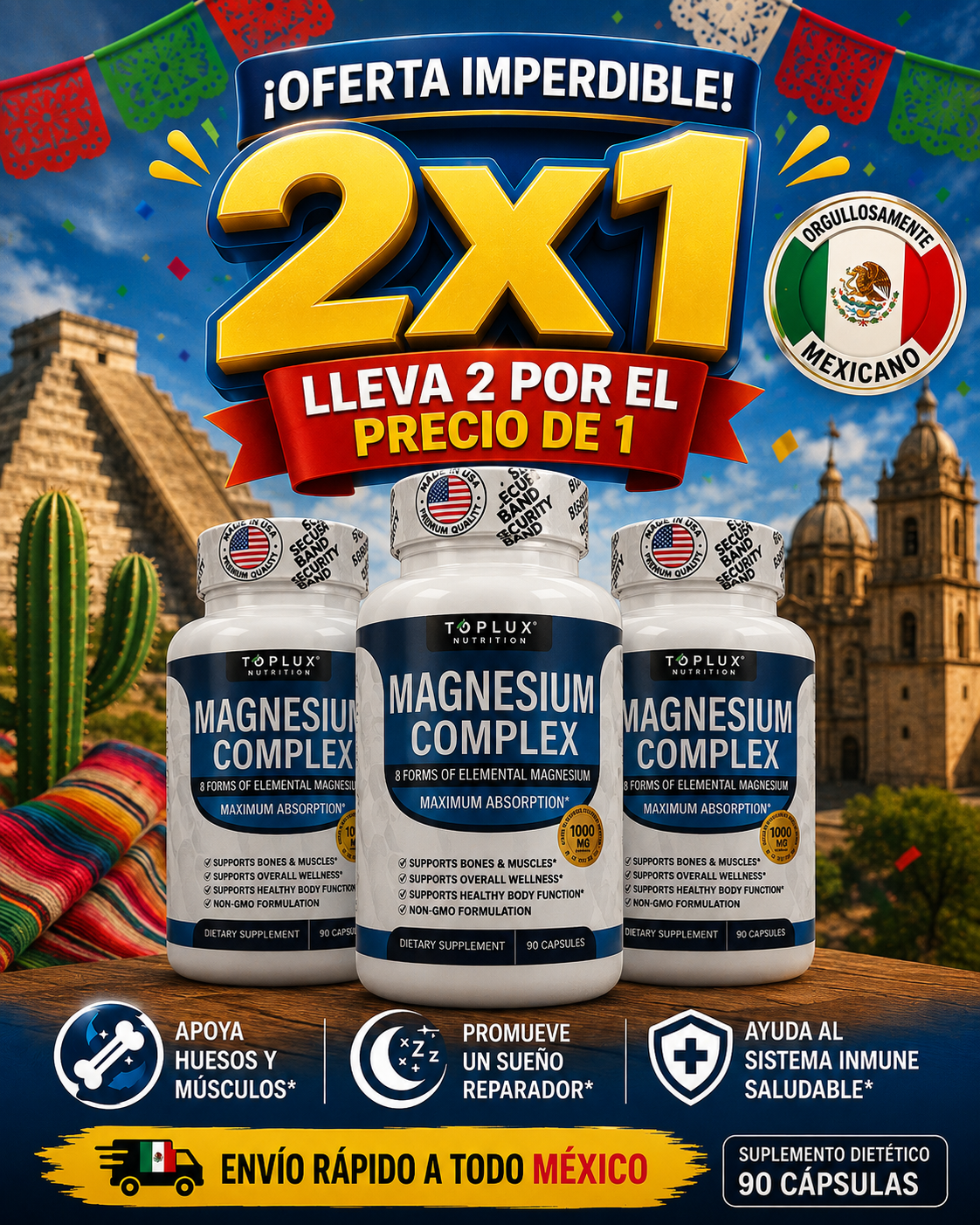 Complejo De Magnesio 8 en 1 (90 CAPS) | 2X1 Por Tiempo Limitado