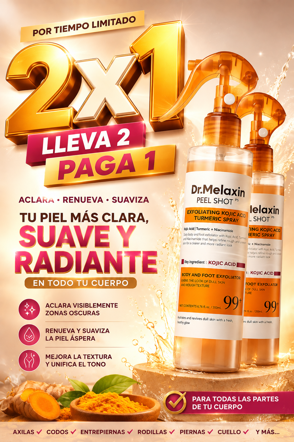 Spray Dr. Melaxin Exfoliante Curcuma 2x1